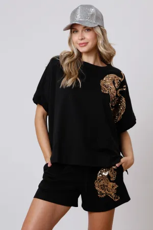 Sequin Tiger Knit Tee