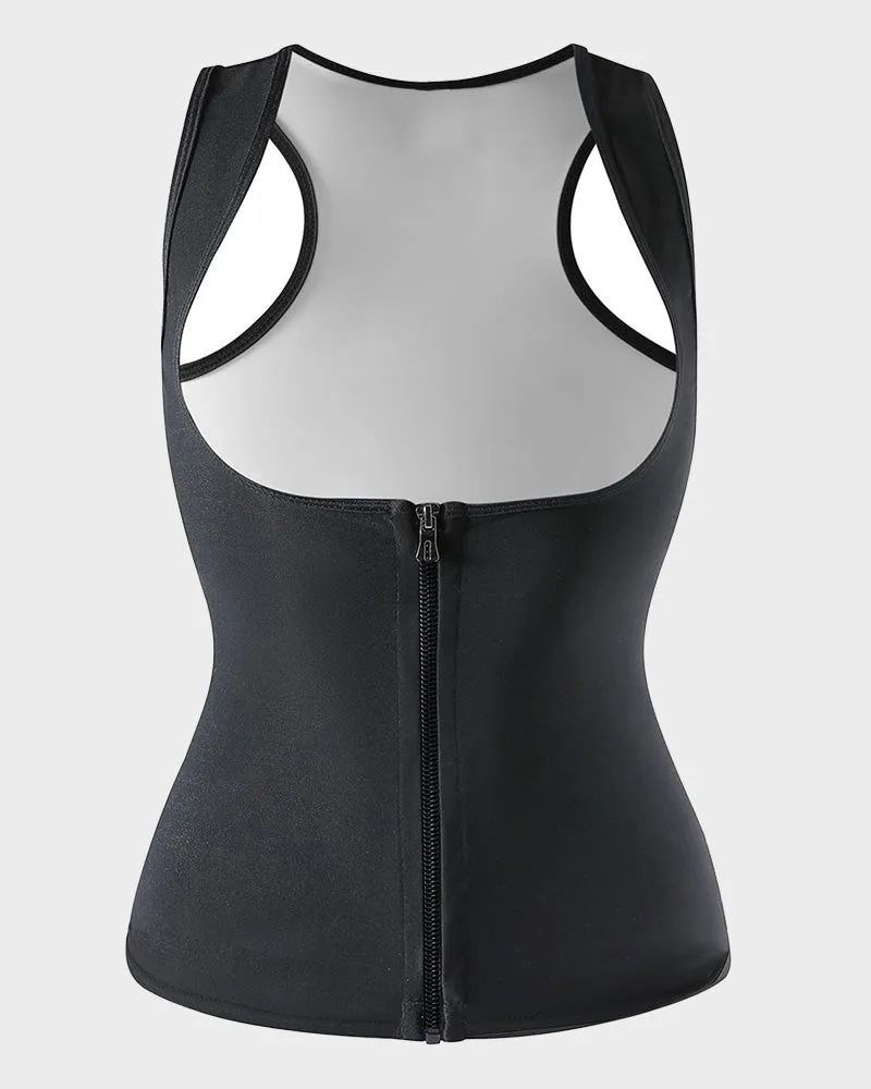 SheShape® Sauna Suit for Women Waist Trainer Vest for Women Sweat Tank Top Shaper for Women with Zipper