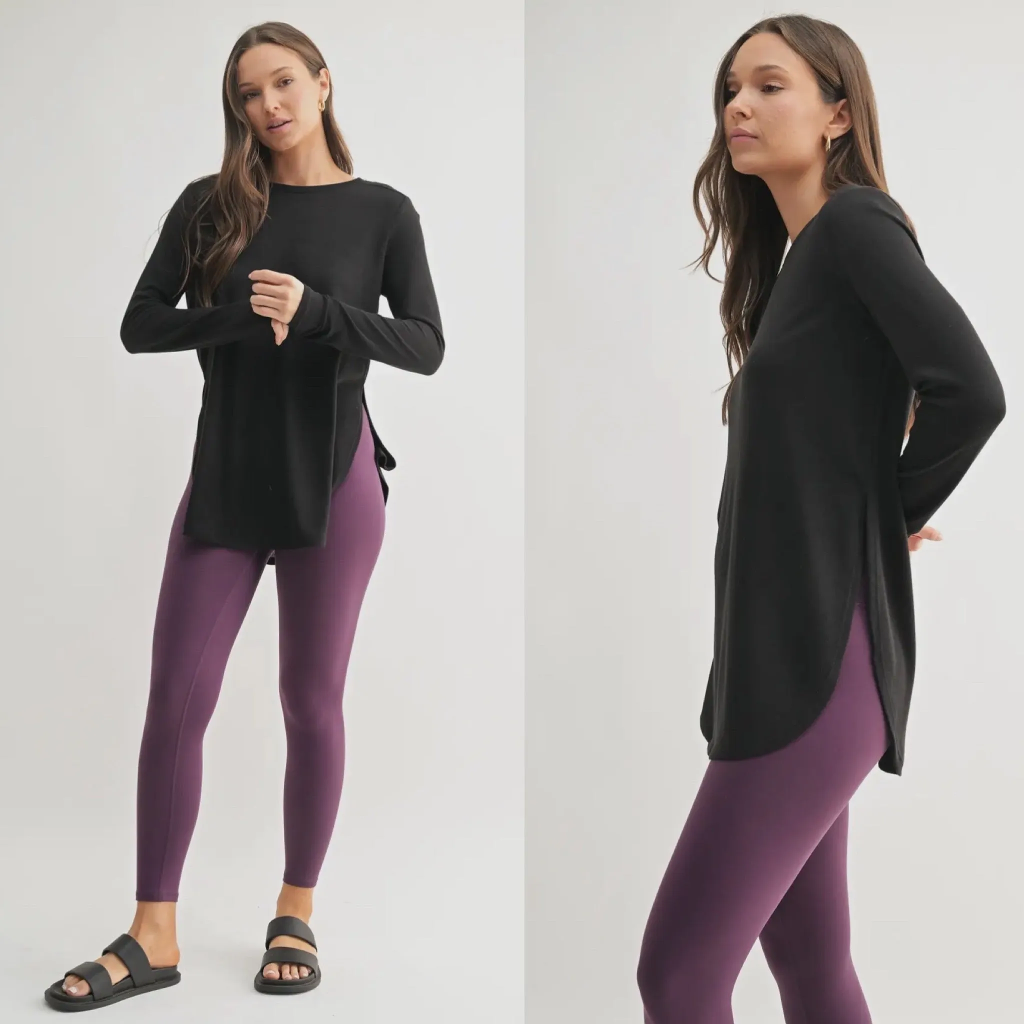 Side Slit Long Sleeve - Black