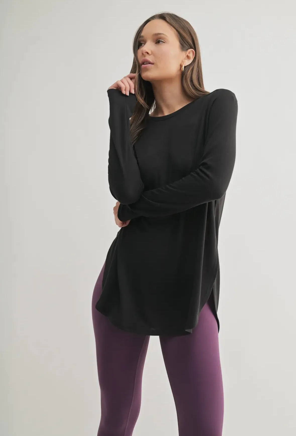 Side Slit Long Sleeve - Black