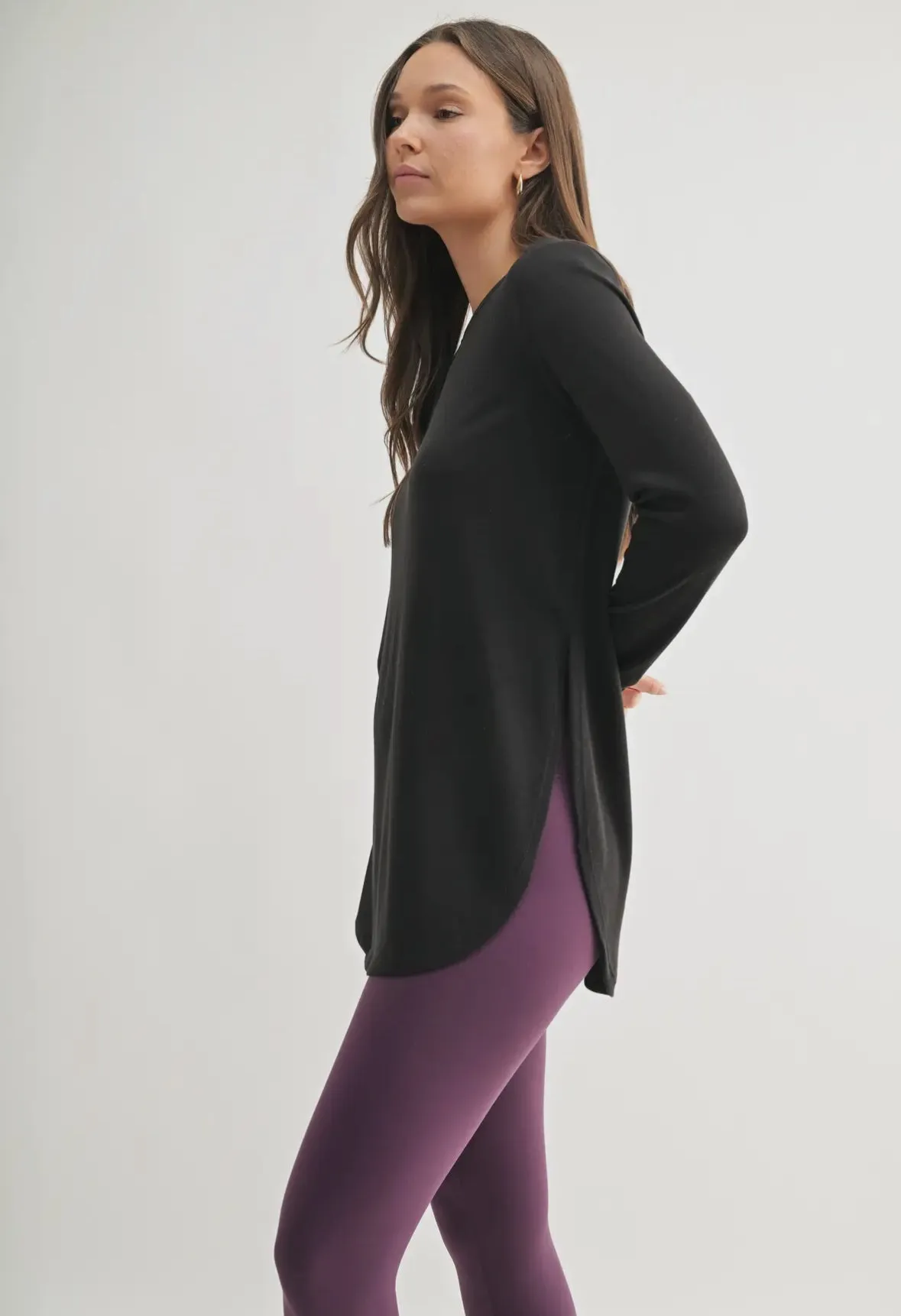 Side Slit Long Sleeve - Black