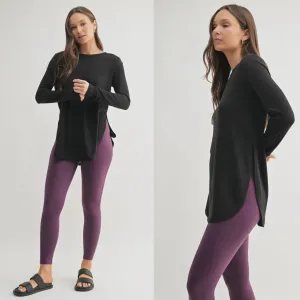 Side Slit Long Sleeve - Black