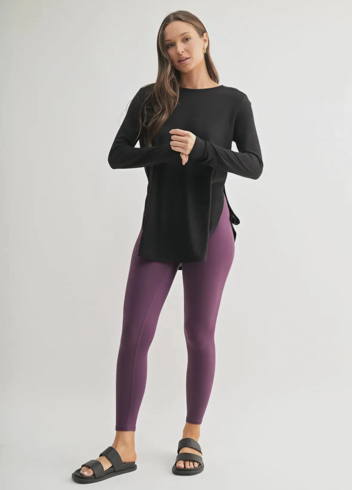 Side Slit Long Sleeve - Black