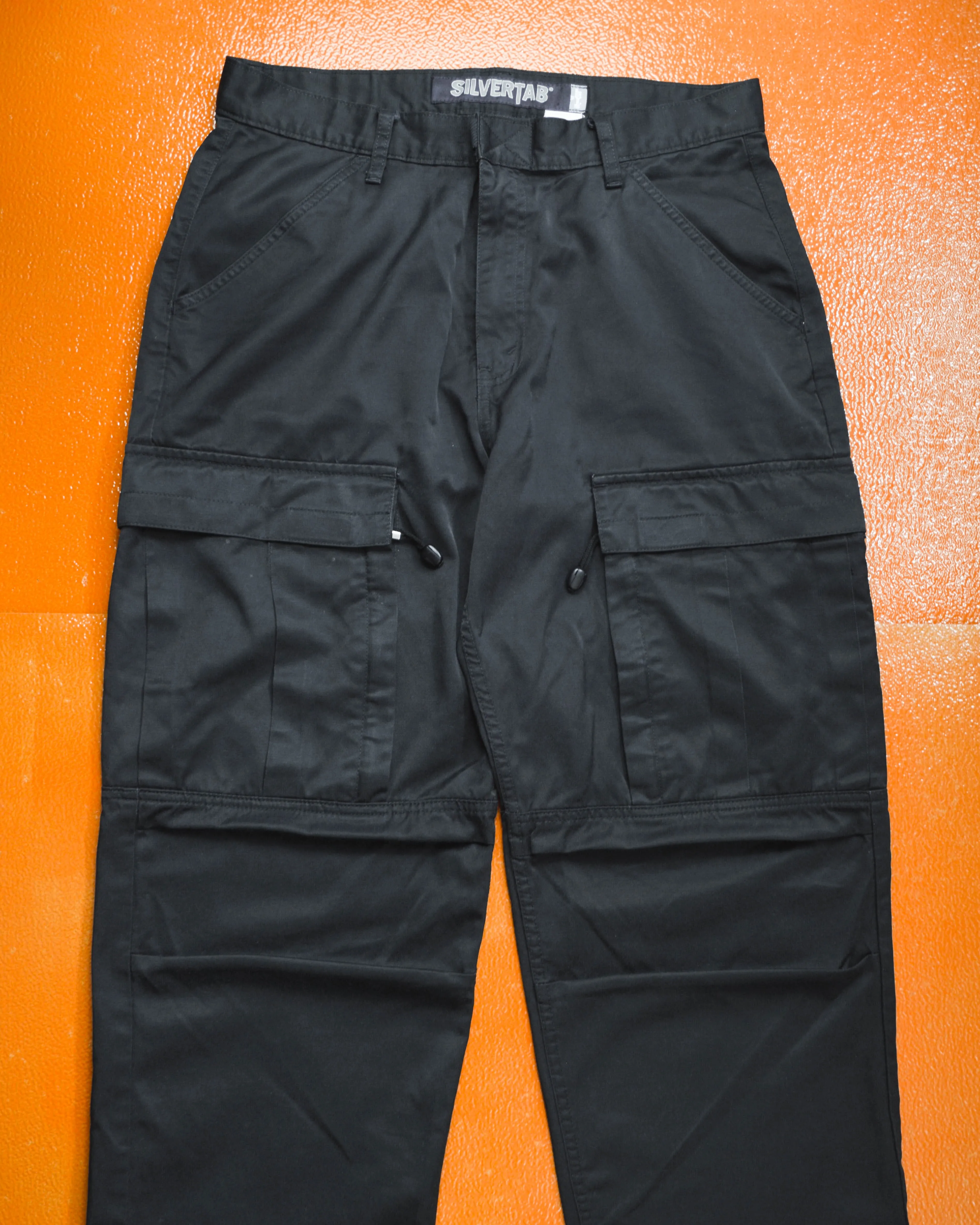 Silvertab Wide Tactical Black Cargo Pants (32~34)