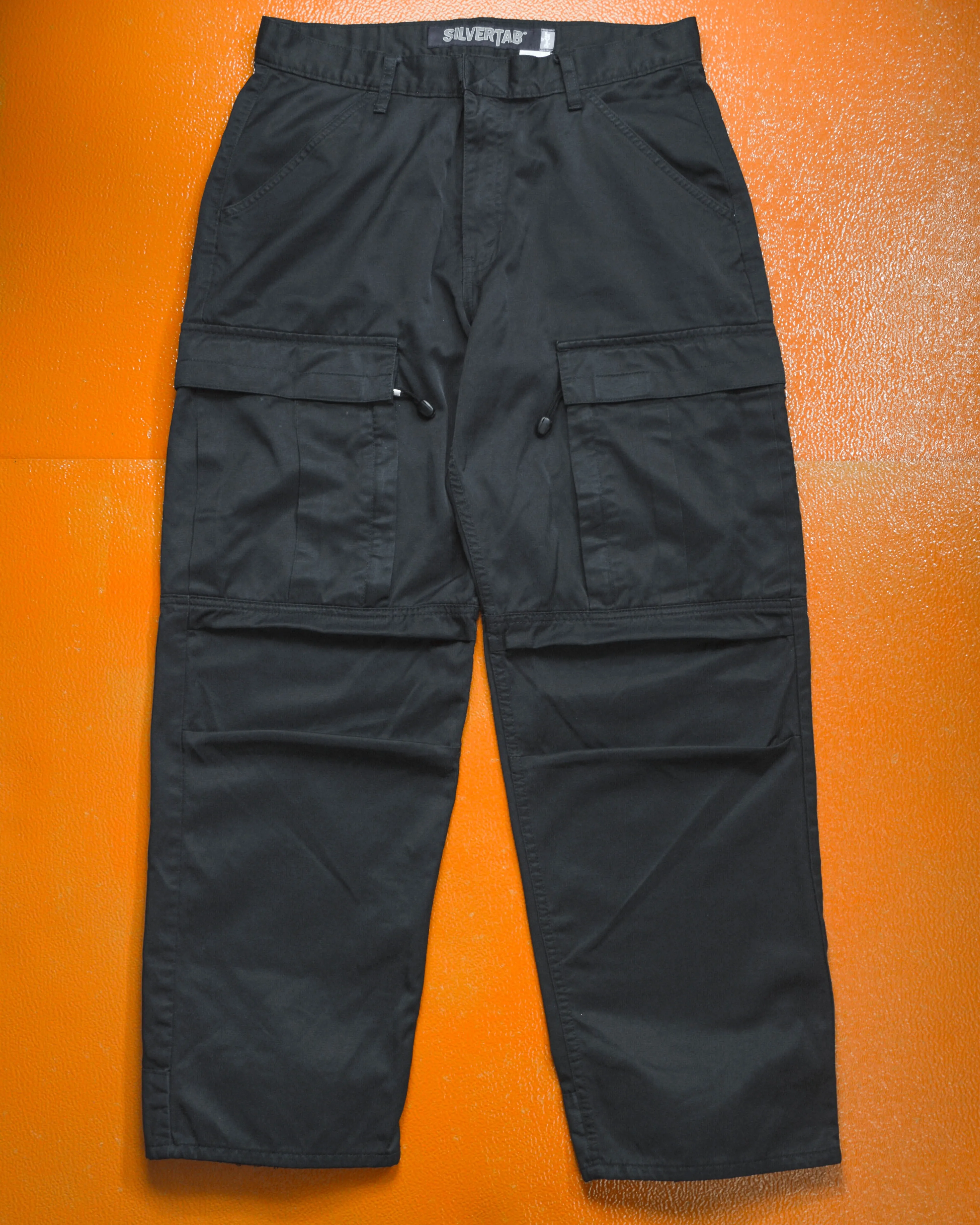 Silvertab Wide Tactical Black Cargo Pants (32~34)