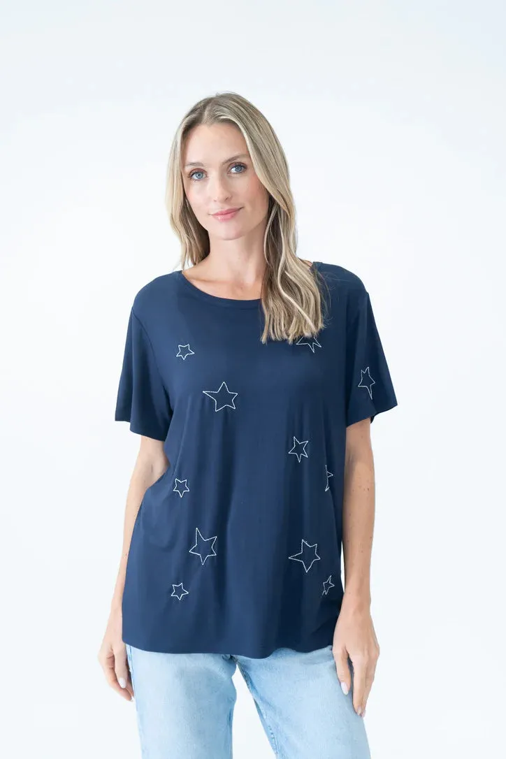 Six fifty Star Embroidered Tee- Georgetown