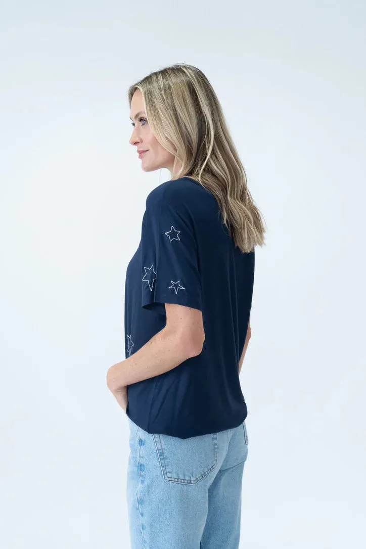 Six fifty Star Embroidered Tee- Georgetown