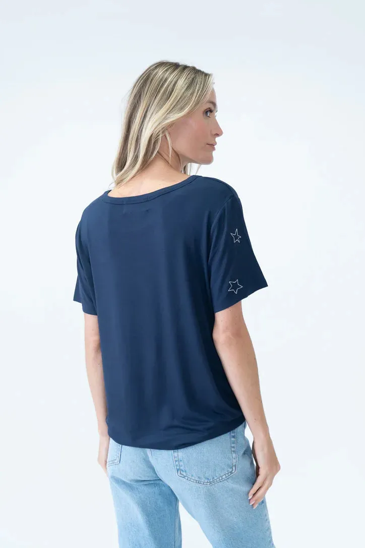 Six fifty Star Embroidered Tee- Georgetown