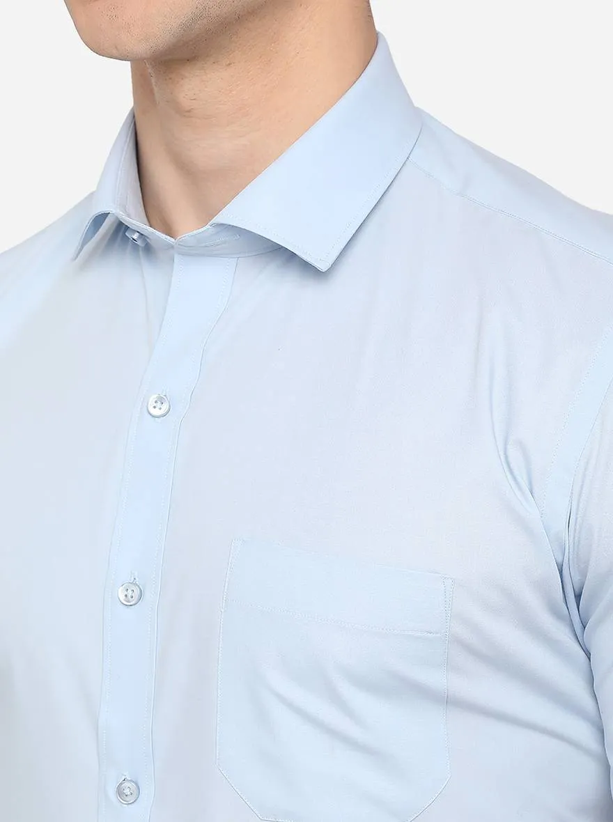 Sky Blue Solid Slim Fit Formal Shirt | Greenfibre
