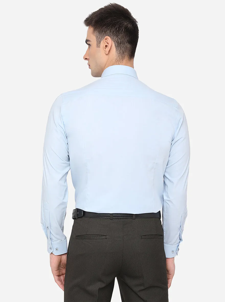 Sky Blue Solid Slim Fit Formal Shirt | Greenfibre