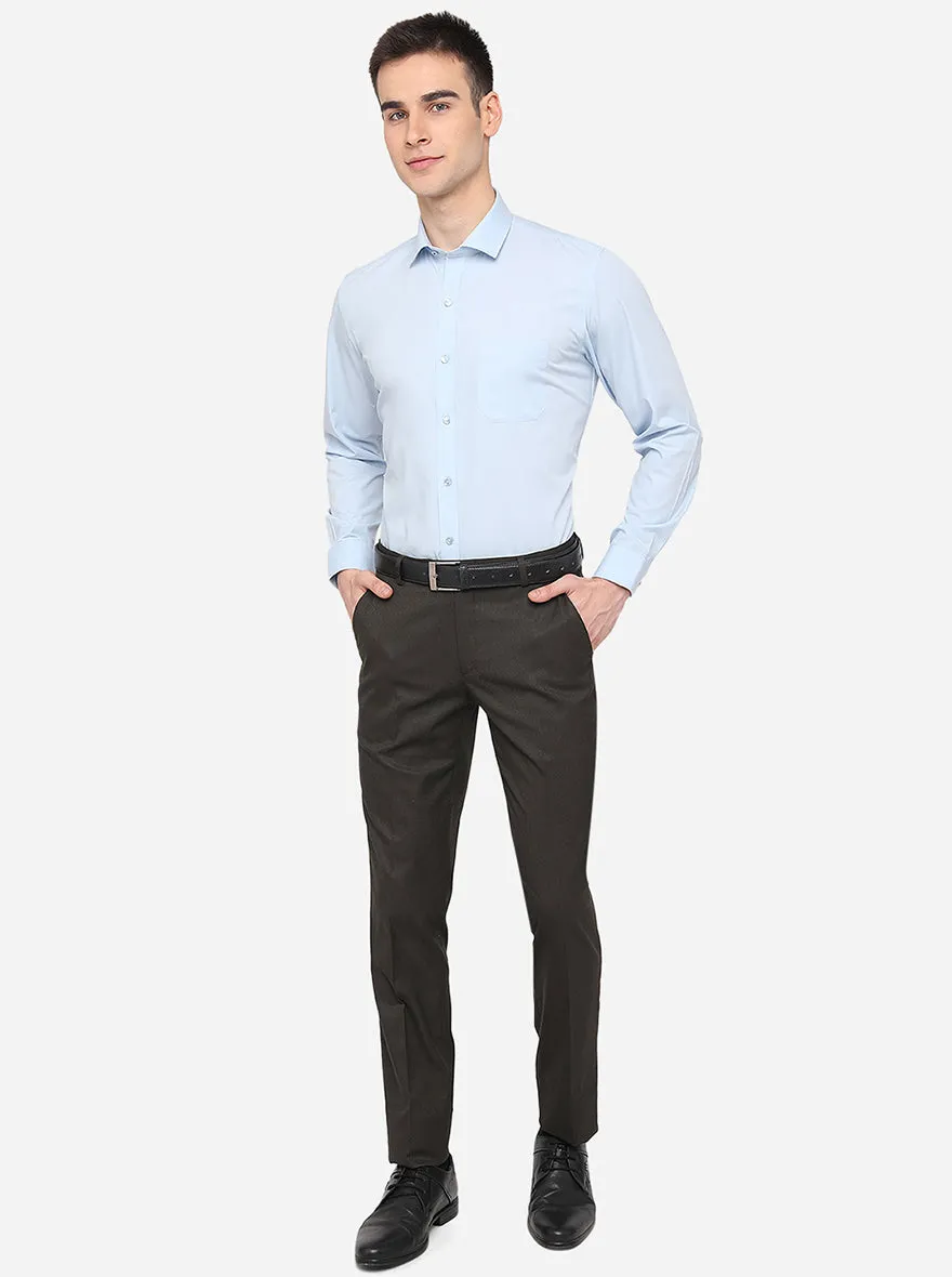 Sky Blue Solid Slim Fit Formal Shirt | Greenfibre