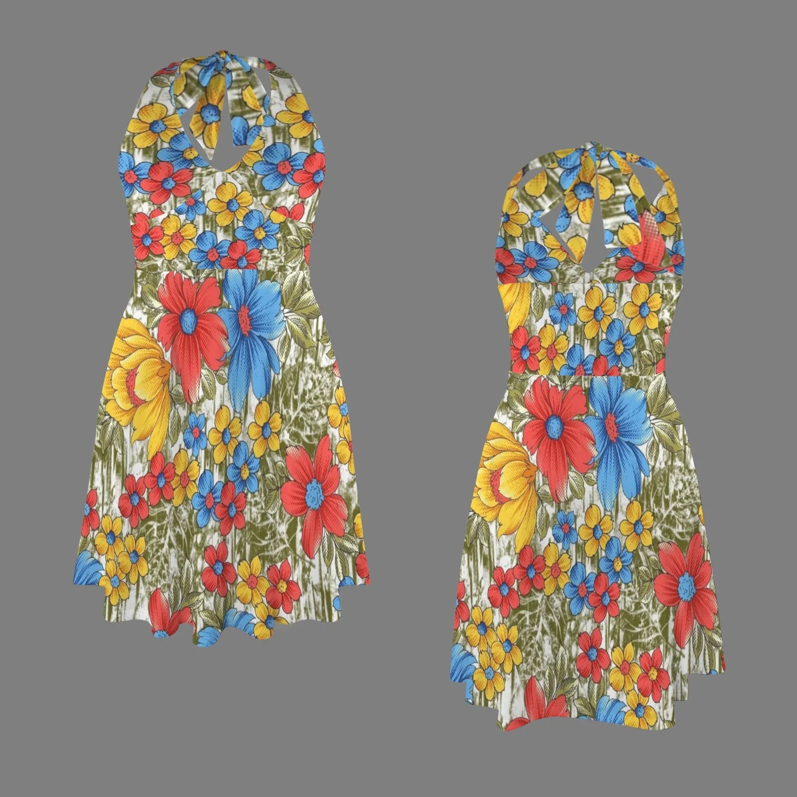 Sleeveless Halterneck Pocket Dress