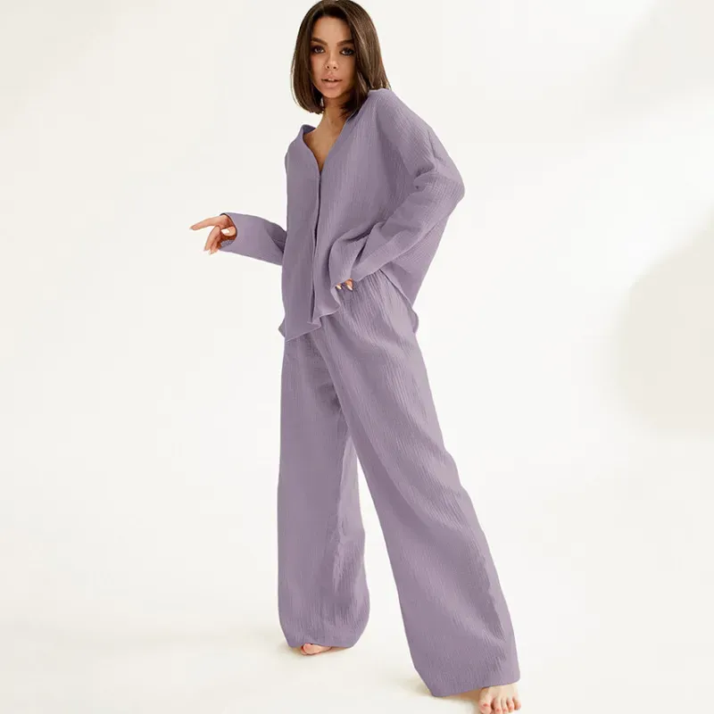 Soft Rhythm Oversized Button-Up Top & Wide Leg Pants Set