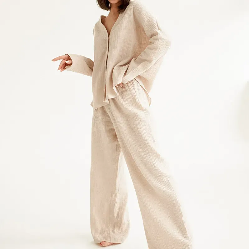 Soft Rhythm Oversized Button-Up Top & Wide Leg Pants Set