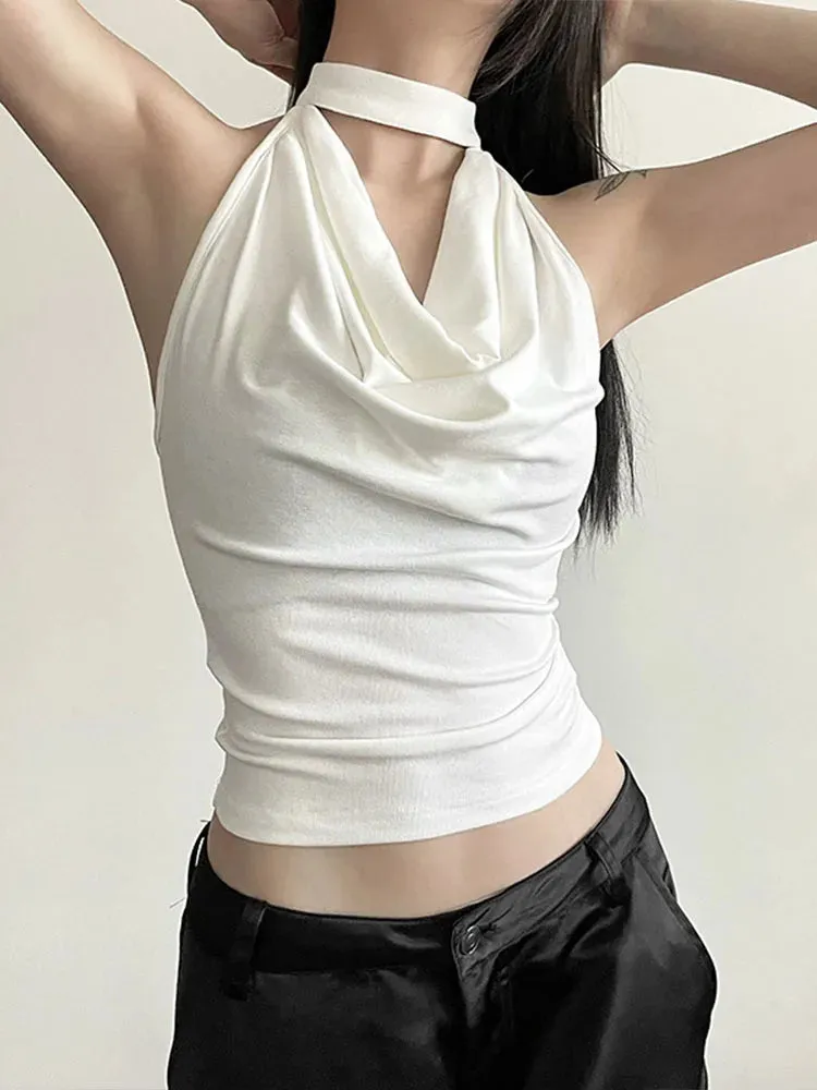Solid Color Casual Halter Vest