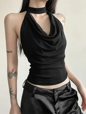 Solid Color Casual Halter Vest