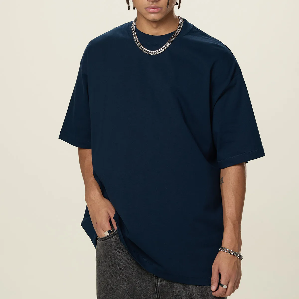 Solid Color Crew Neck Basic Tee 240gsm