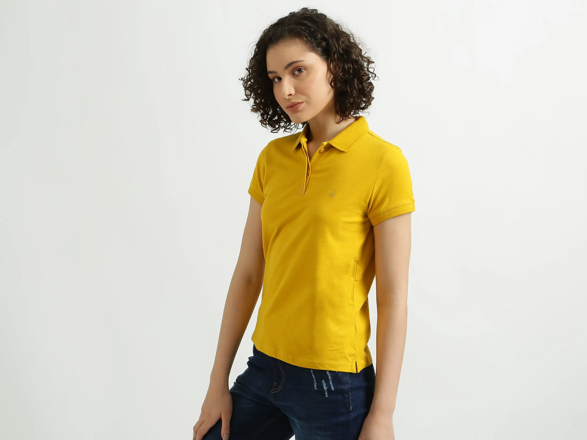 Solid Yellow Polo T-Shirt