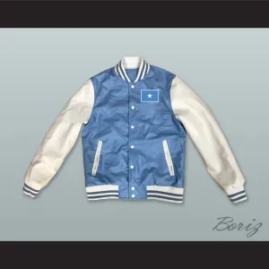 Somalia Light Blue and White Lab Leather Varsity Letterman Jacket