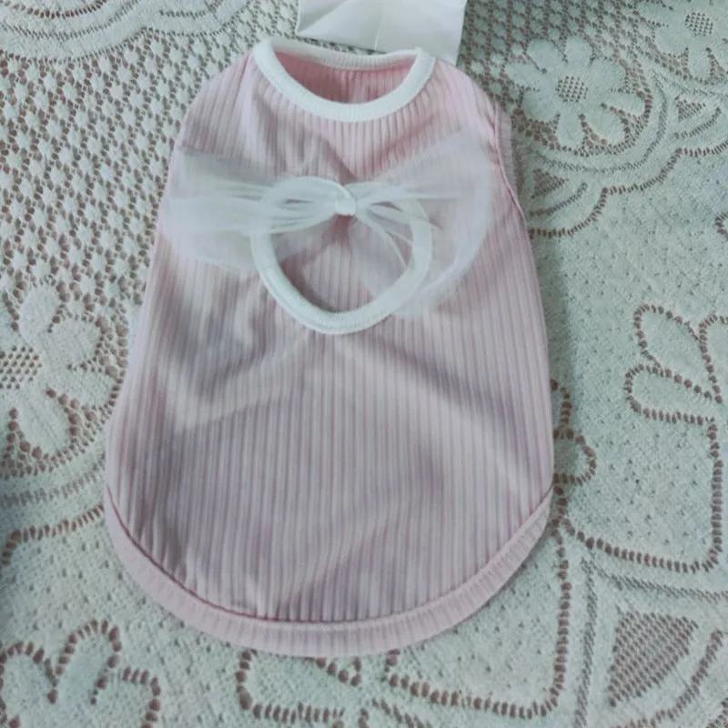 Spring And Summer Dog Japanese And Korean Style Thin Vest Bow Cute Style Vest Small Dog Cat Pet Dog Clothes