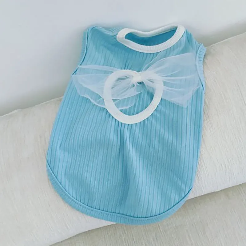 Spring And Summer Dog Japanese And Korean Style Thin Vest Bow Cute Style Vest Small Dog Cat Pet Dog Clothes