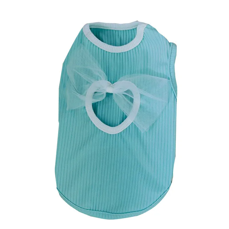 Spring And Summer Dog Japanese And Korean Style Thin Vest Bow Cute Style Vest Small Dog Cat Pet Dog Clothes