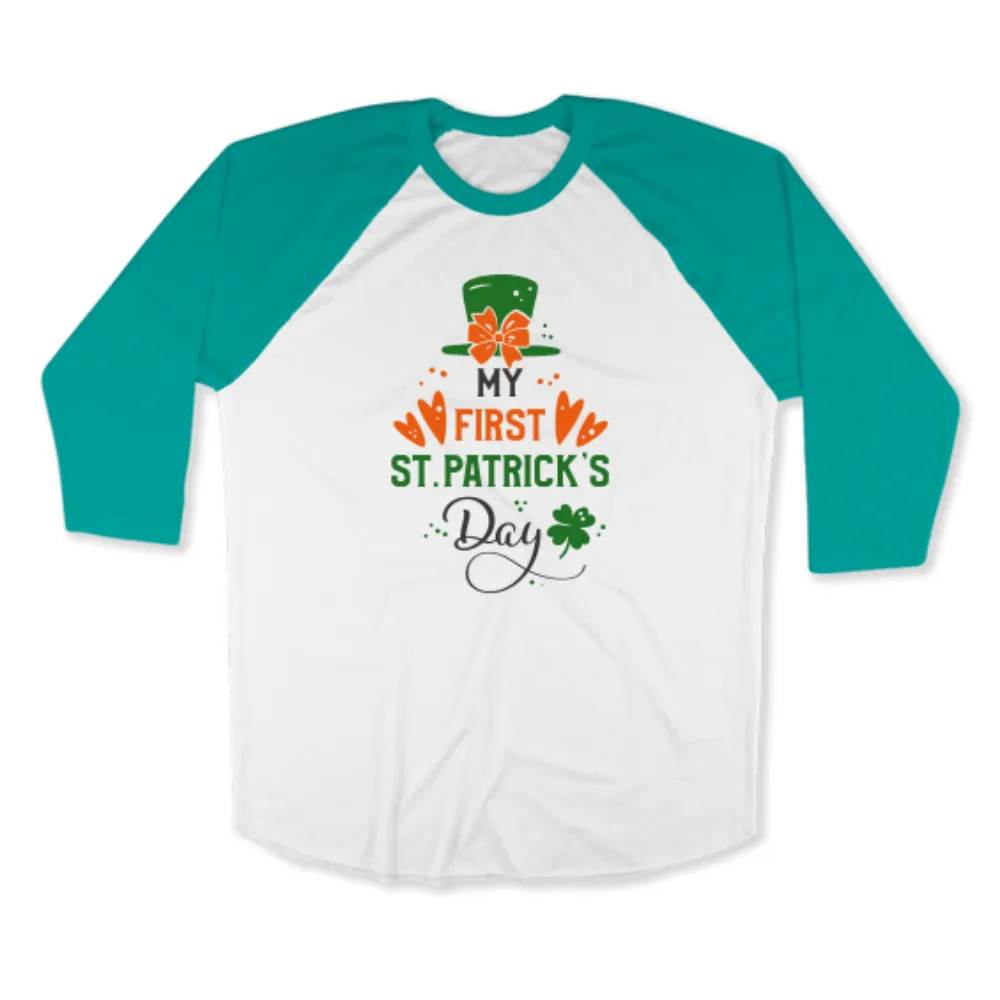 St. Patrick's Day Woman's 3/4" Raglan Tee Shirt - First St. Pat's Day