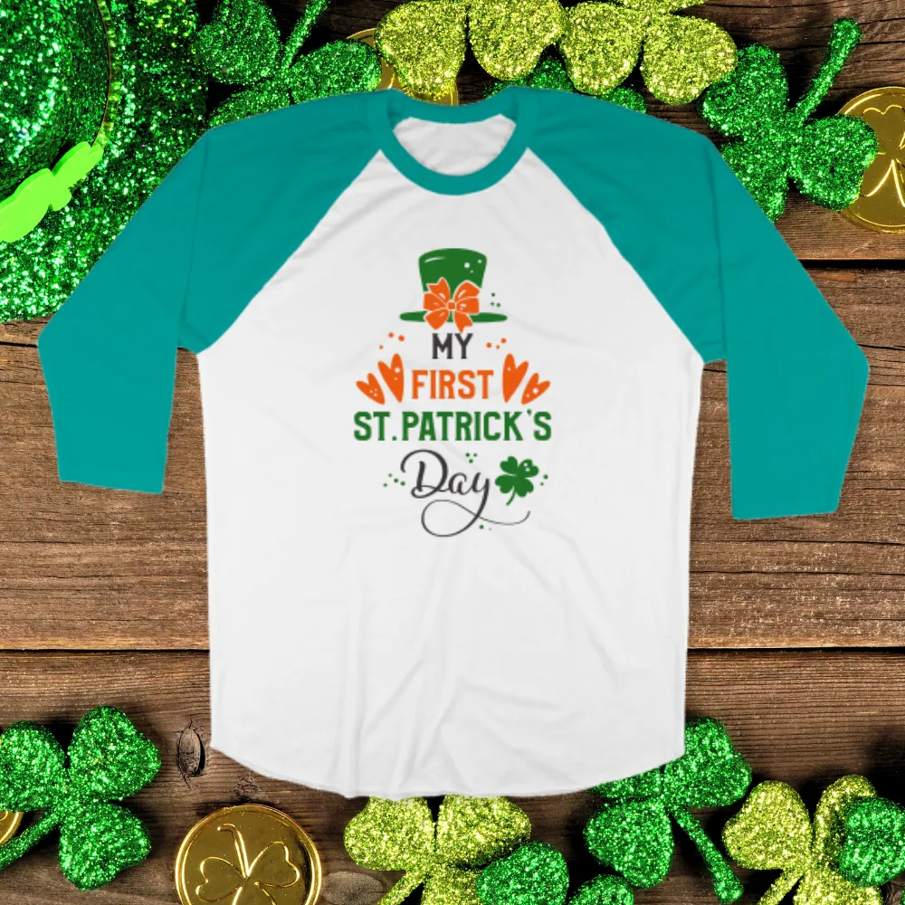 St. Patrick's Day Woman's 3/4" Raglan Tee Shirt - First St. Pat's Day
