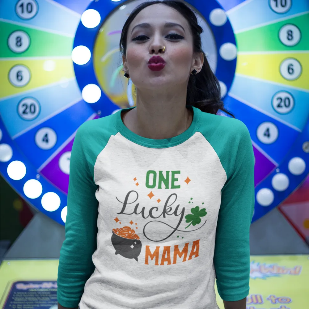 St. Patrick's Day Woman's 3/4" Raglan Tee Shirt - Lucky Mama