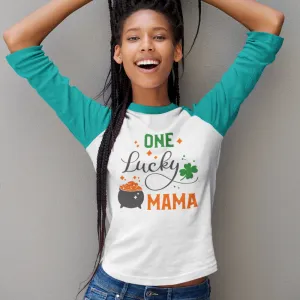 St. Patrick's Day Woman's 3/4" Raglan Tee Shirt - Lucky Mama