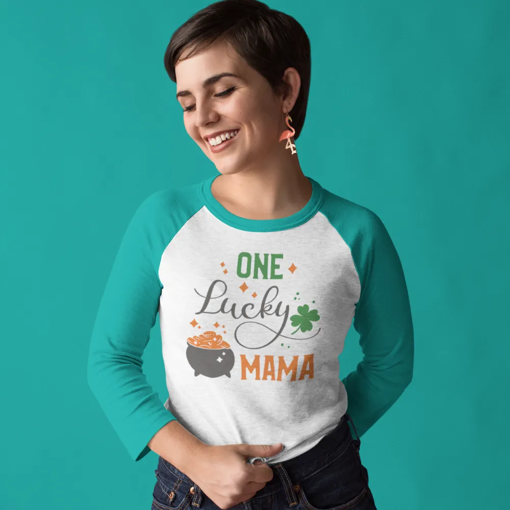 St. Patrick's Day Woman's 3/4" Raglan Tee Shirt - Lucky Mama