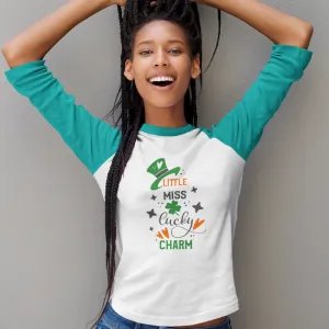 St. Patrick's Day Woman's 3/4" Raglan Tee Shirt - Miss Lucky Charm