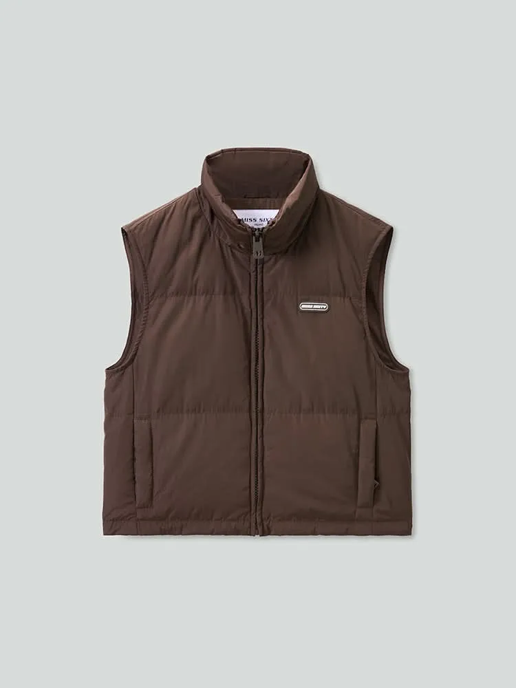 Stand Collar Short Style Down Vest