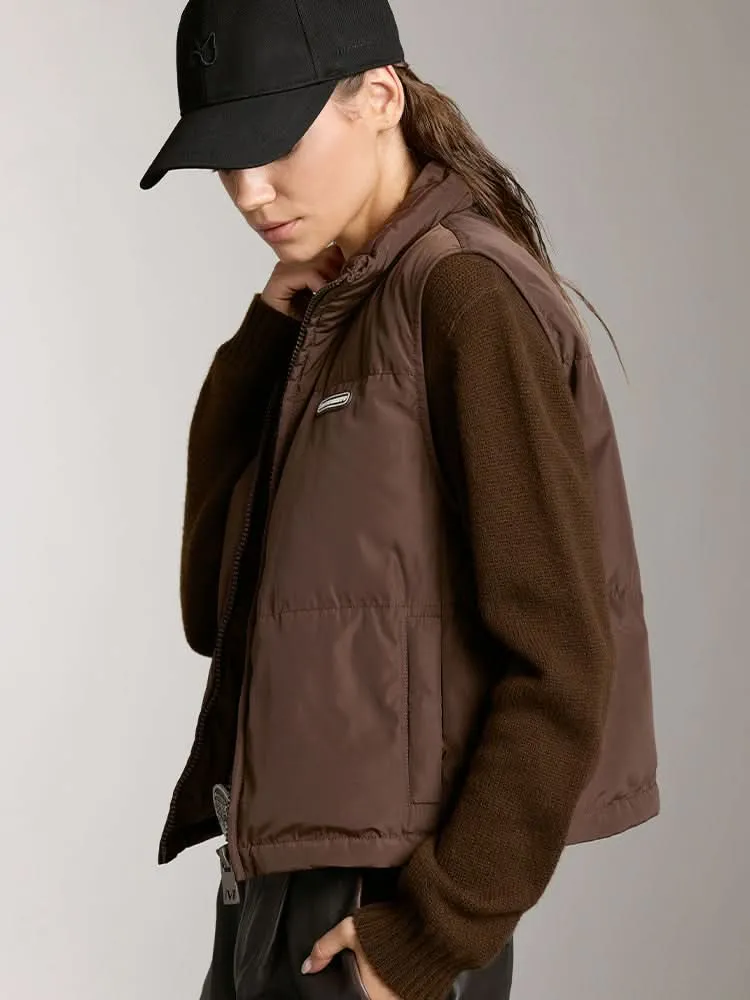 Stand Collar Short Style Down Vest