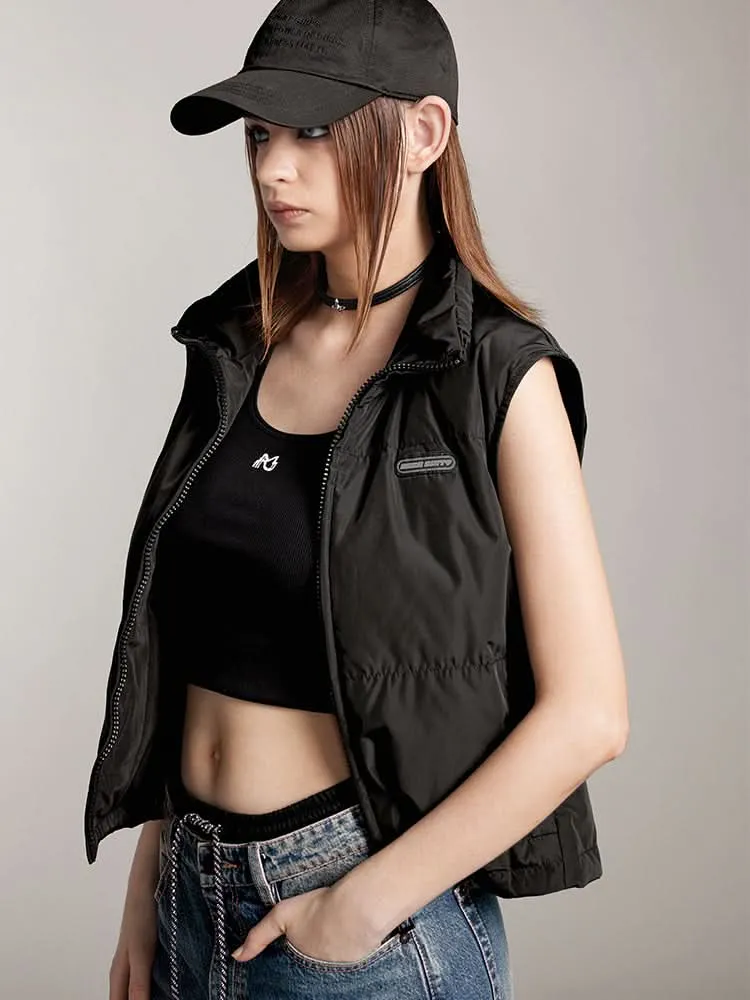 Stand Collar Short Style Down Vest