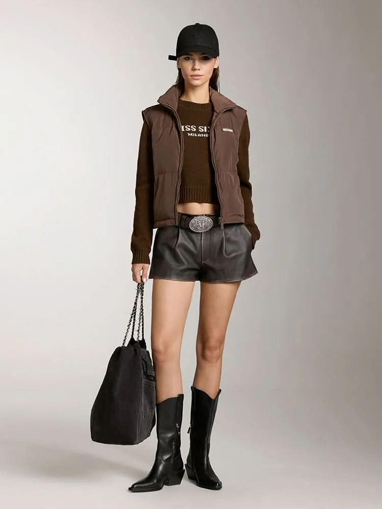 Stand Collar Short Style Down Vest