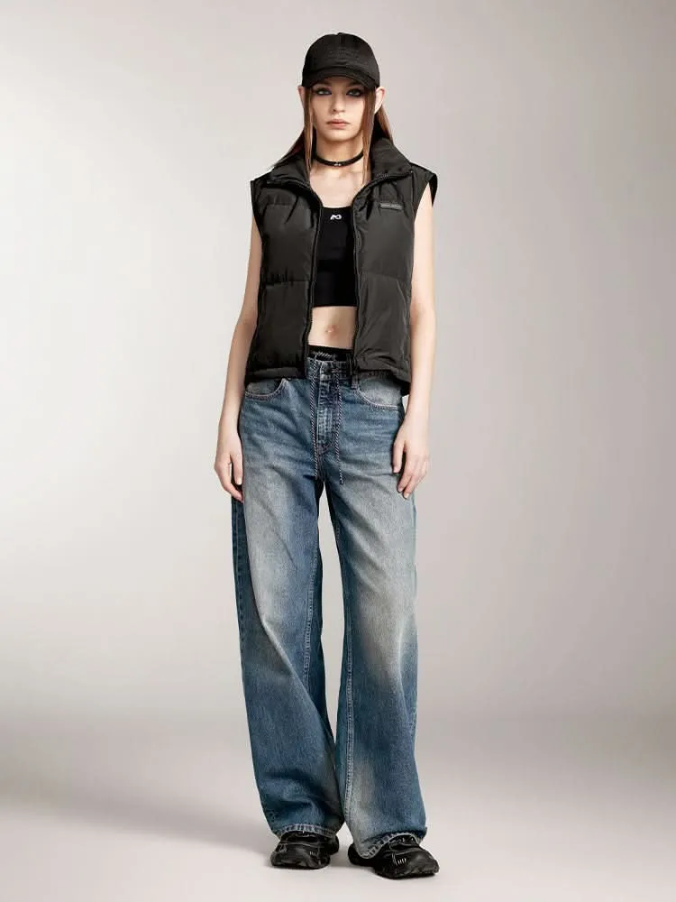 Stand Collar Short Style Down Vest