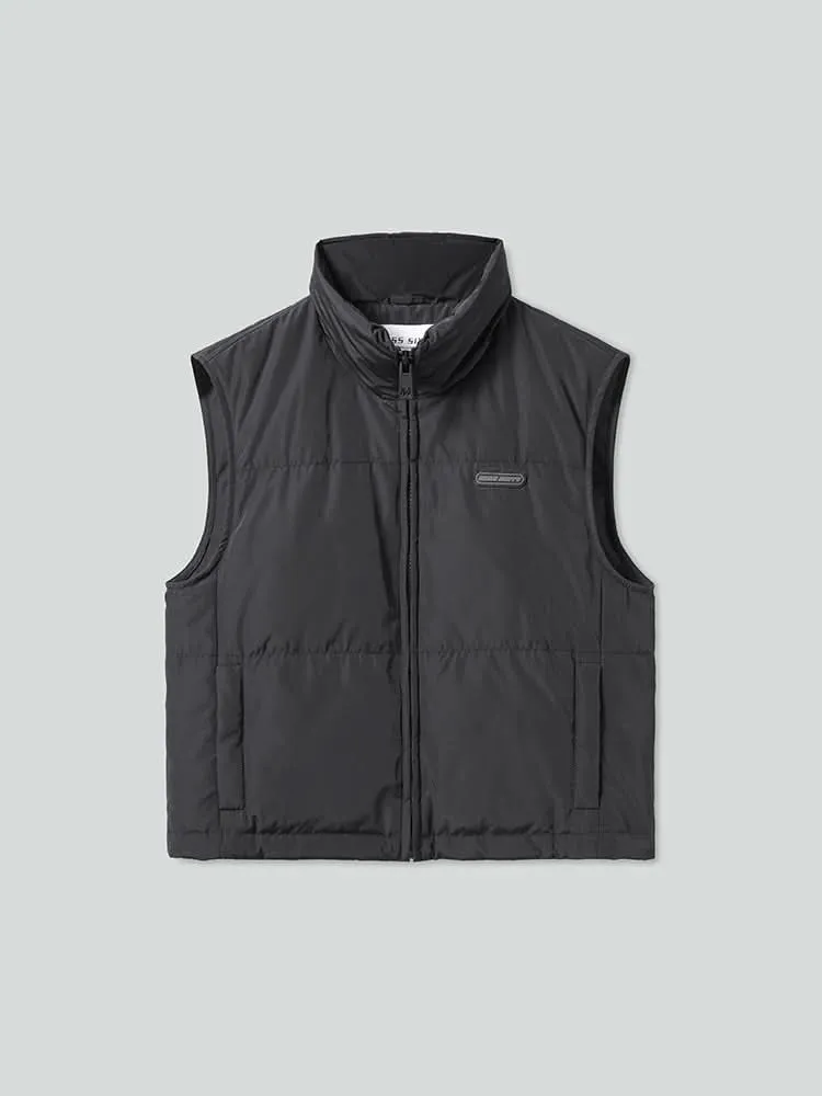 Stand Collar Short Style Down Vest