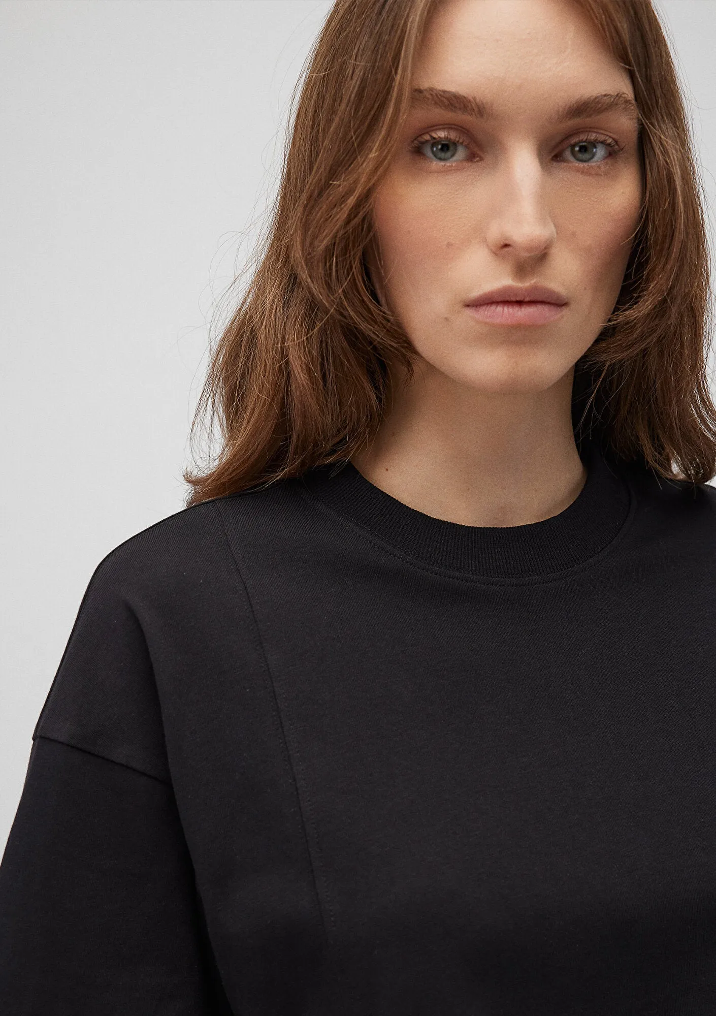 Stich Detailed Black Basic T-Shirt