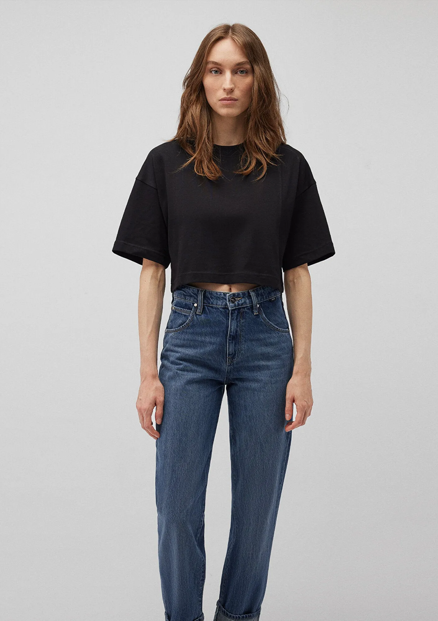 Stich Detailed Black Basic T-Shirt