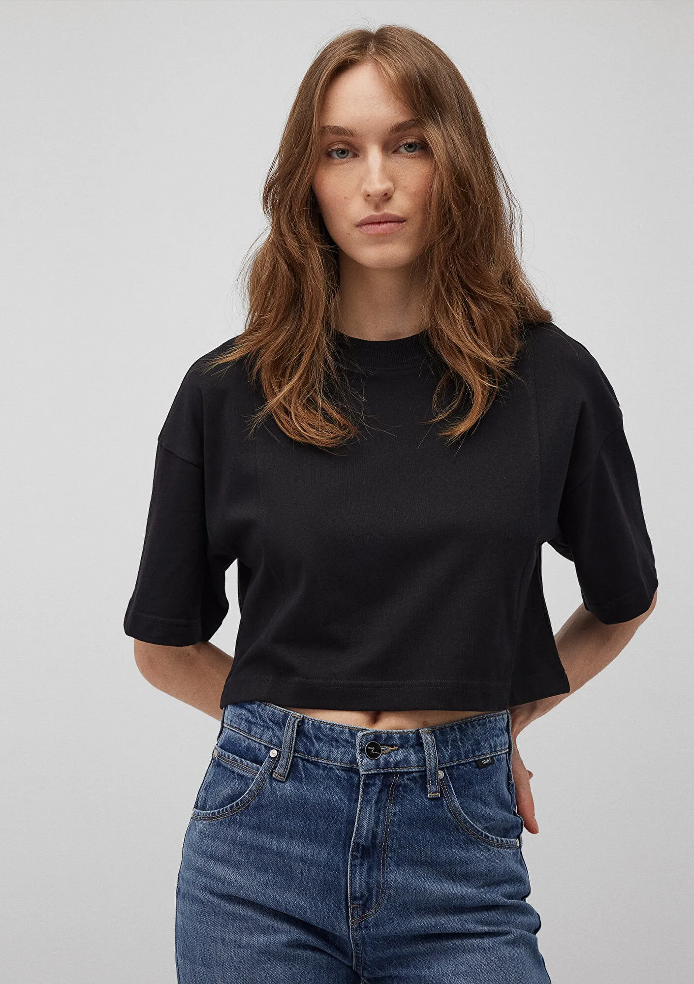 Stich Detailed Black Basic T-Shirt