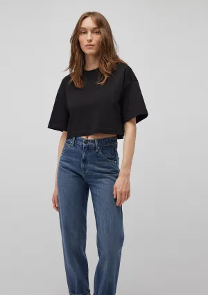 Stich Detailed Black Basic T-Shirt