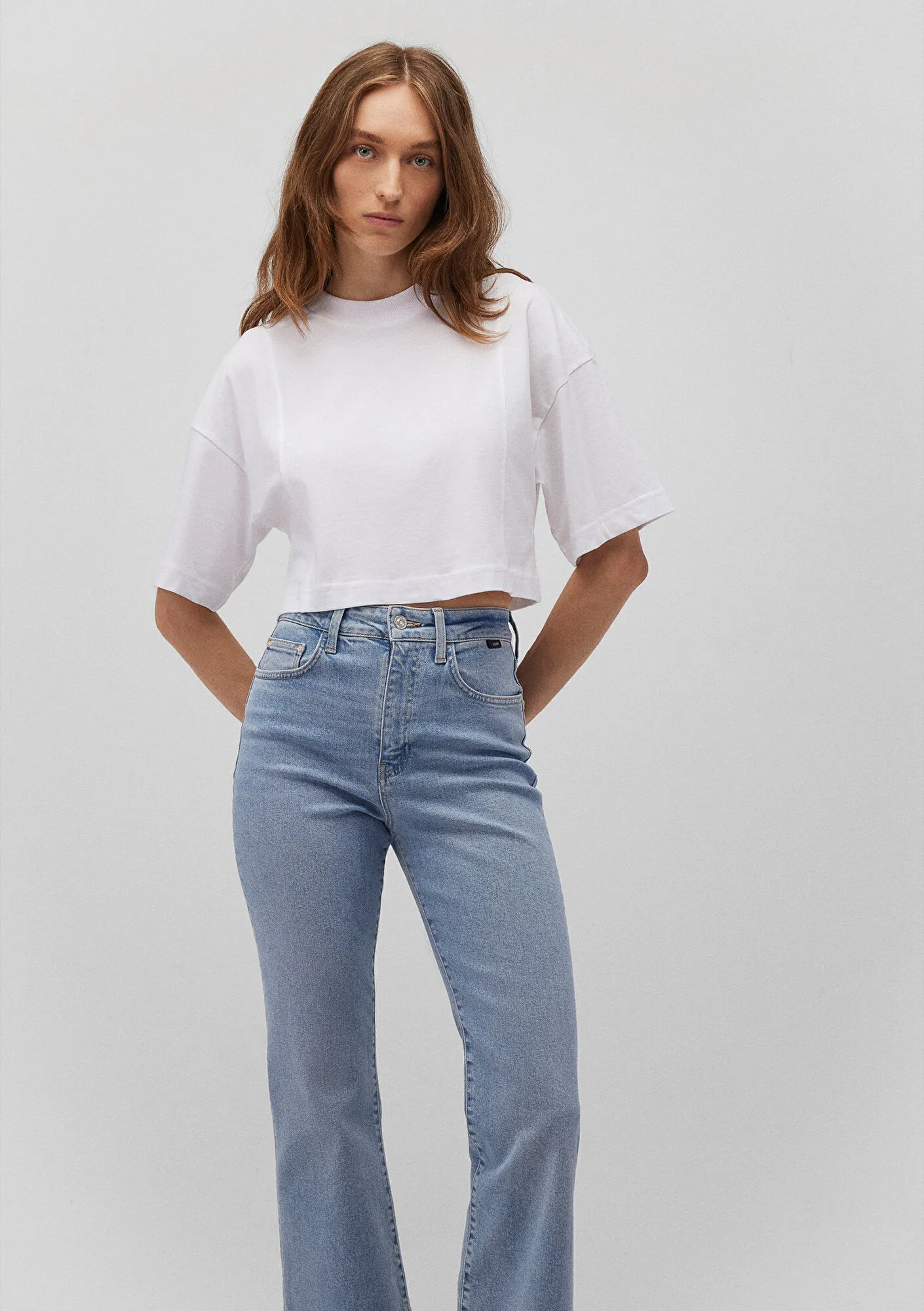 Stich Detailed White Basic T-Shirt