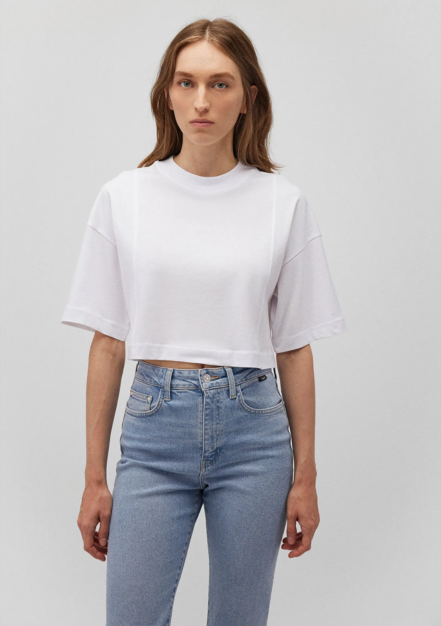 Stich Detailed White Basic T-Shirt