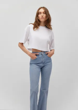 Stich Detailed White Basic T-Shirt