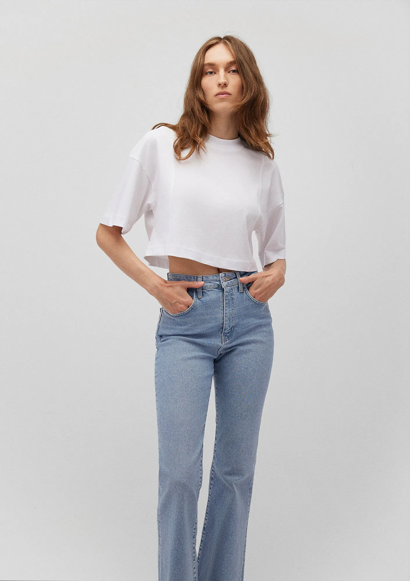 Stich Detailed White Basic T-Shirt