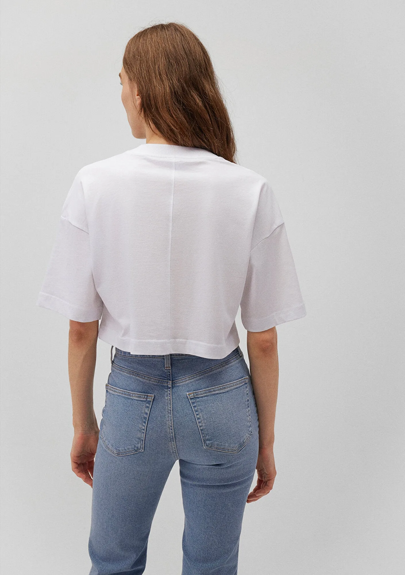 Stich Detailed White Basic T-Shirt