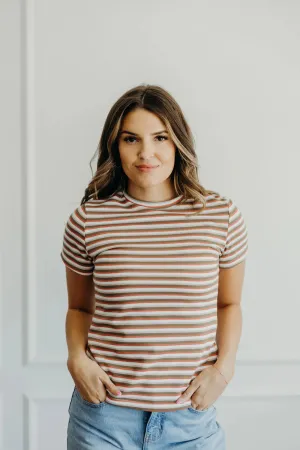 Striped Basic Tee in Cactus