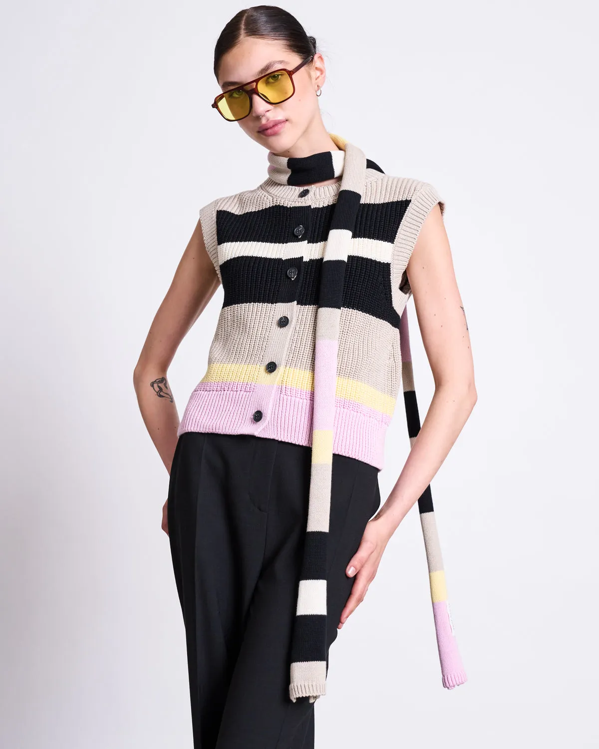 STRIPED MINI SCARF KNUD MULTICOLOR GOTS