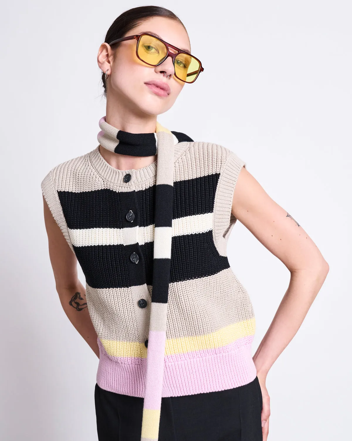 STRIPED MINI SCARF KNUD MULTICOLOR GOTS